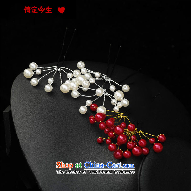 Love of the overcharged wedding dresses accessories Korean brides Head Ornaments Red pearl white plug-marriage jewelry small Ornate Kanzashi styling hair decorations red 1 only, love of the overcharged shopping on the Internet has been pressed.