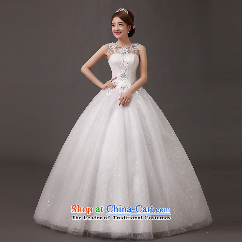 Qing Hua yarn2015 wedding dresses new stylish Korean word shoulder of diamond ornaments lace video thin large fat mm to align with the bride wedding white made size does not accept return