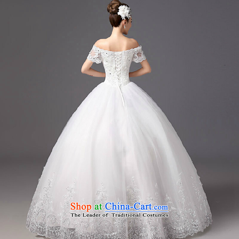The bride wedding dresses the word shoulder palace retro version won large thin snap to align the autumn and winter to thick wedding drill autumn and winter white color is Mona Lisa, L, the , , , shopping on the Internet