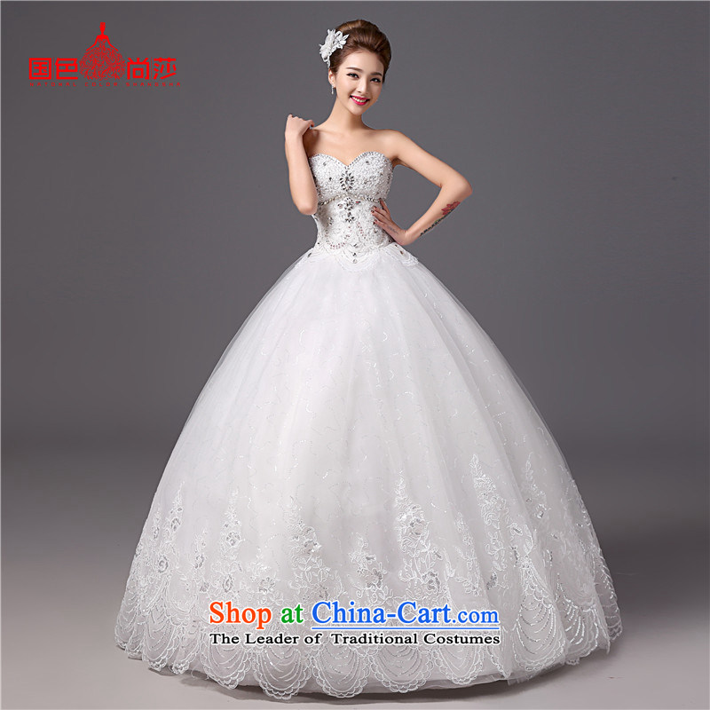 The color is sa 2015 new diamond wedding autumn and winter stylish white video thin wiping the chest bride wedding dresses White XL
