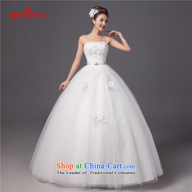 The autumn and winter wedding dresses 2015 NEW GRAPHICS thin align Sau San with chest strap white Princess Bride Wedding Diamond WhiteXXL