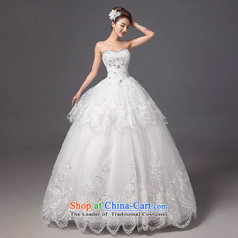 Summer wedding dresses 2015 new stylish autumn and winter Princess Mary Magdalene Chest Korean brides white wedding retro marriage yarn , L, country-color is white sa shopping on the Internet has been pressed.