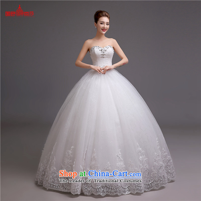 The autumn and winter wedding dresses 2015 new autumn and winter and stylish chest Korean brides white wedding romantic retro marriage yarn WhiteXXL