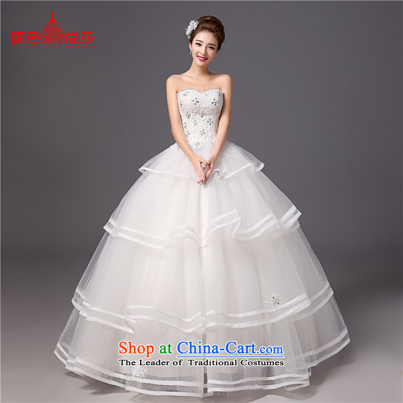 Korean Princess petticoats anointed chest Wedding 2015 new autumn and winter thin bride align graphics     to wedding dresses white L