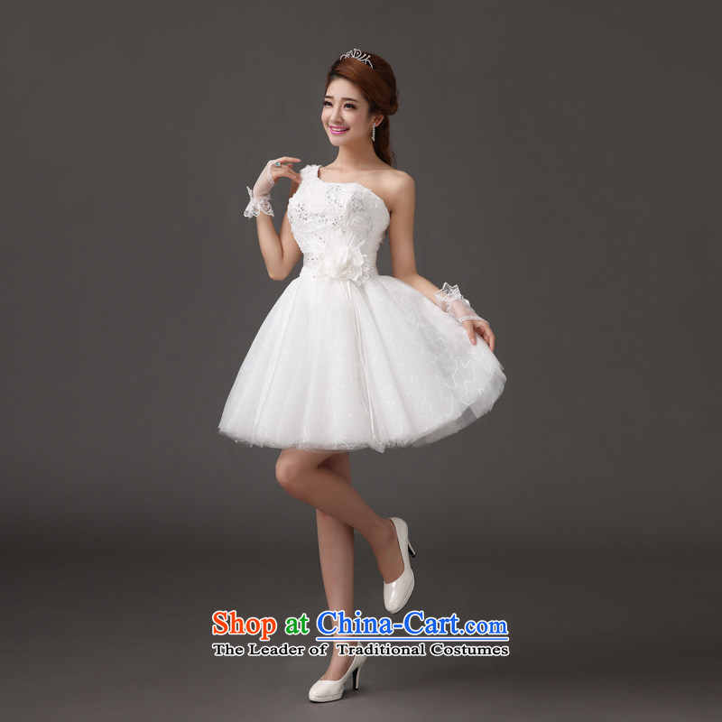 Qing Hua 2015 new bride yarn short wedding Korean short, shoulder princess small dress bridesmaid lace toasting champagne Evening Compere evening dresses wedding white L, the feelings of Chinese yarn , , , shopping on the Internet