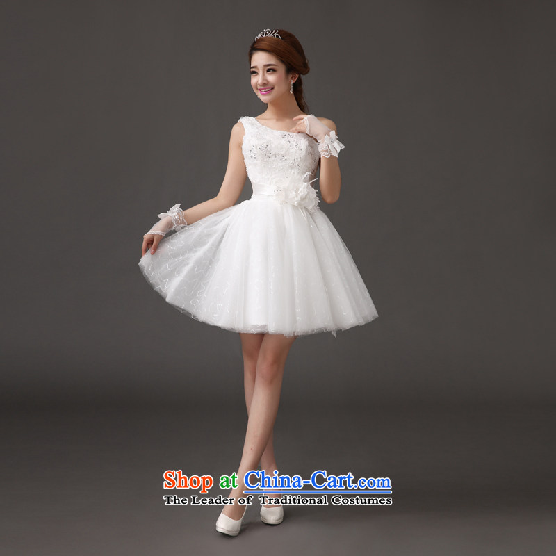 Qing Hua 2015 new bride yarn short wedding Korean short, shoulder princess small dress bridesmaid lace toasting champagne Evening Compere evening dresses wedding white L, the feelings of Chinese yarn , , , shopping on the Internet