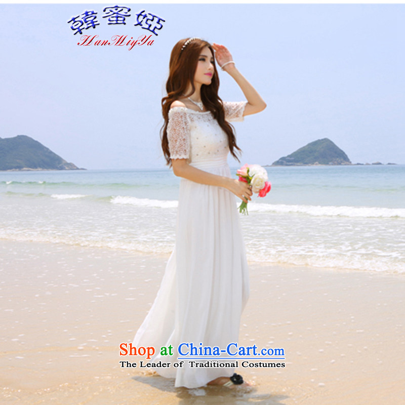 Korea Honey Ah 2015 Summer Wedding dress beach nail pearl diamond dress long skirt DR90023 white S Korea honey hanmiya Irina Slutskaya () , , , shopping on the Internet