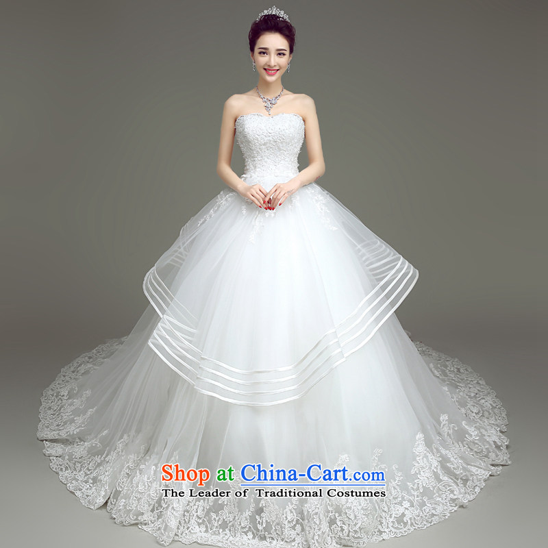 In accordance with the Netherlands varies with the wedding dress 2015 new minimalist wiping the chest bride wedding dresses long tail lace align to Sau San tail wedding spring and summer White?M