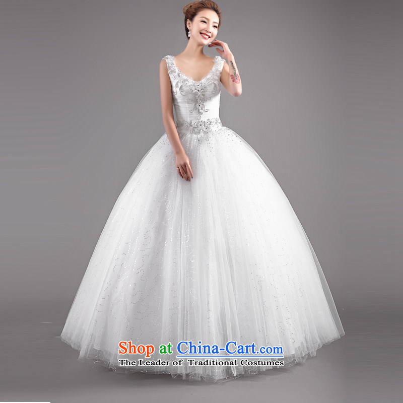 _Heung-lun, as soon as possible to align the retro V-Neck bride wedding dresses?2015 Spring_Summer new large Korean brides come out of white White?XL