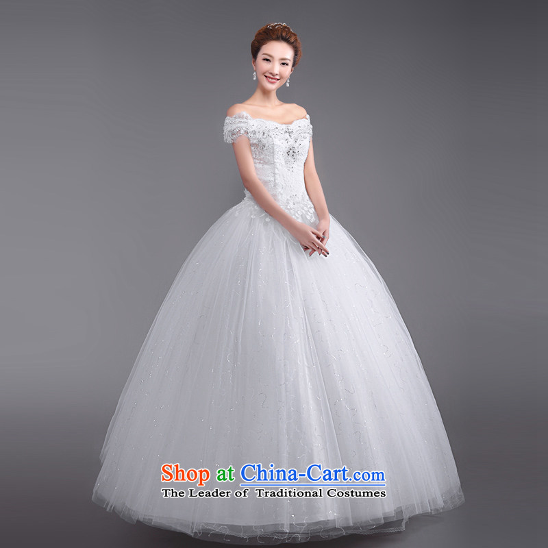 _Heung-lun's Health 2015 Spring_Summer new stylish Princess Bride a shoulder straps align field to wedding dresses retro graphics thin White XXL Sau San