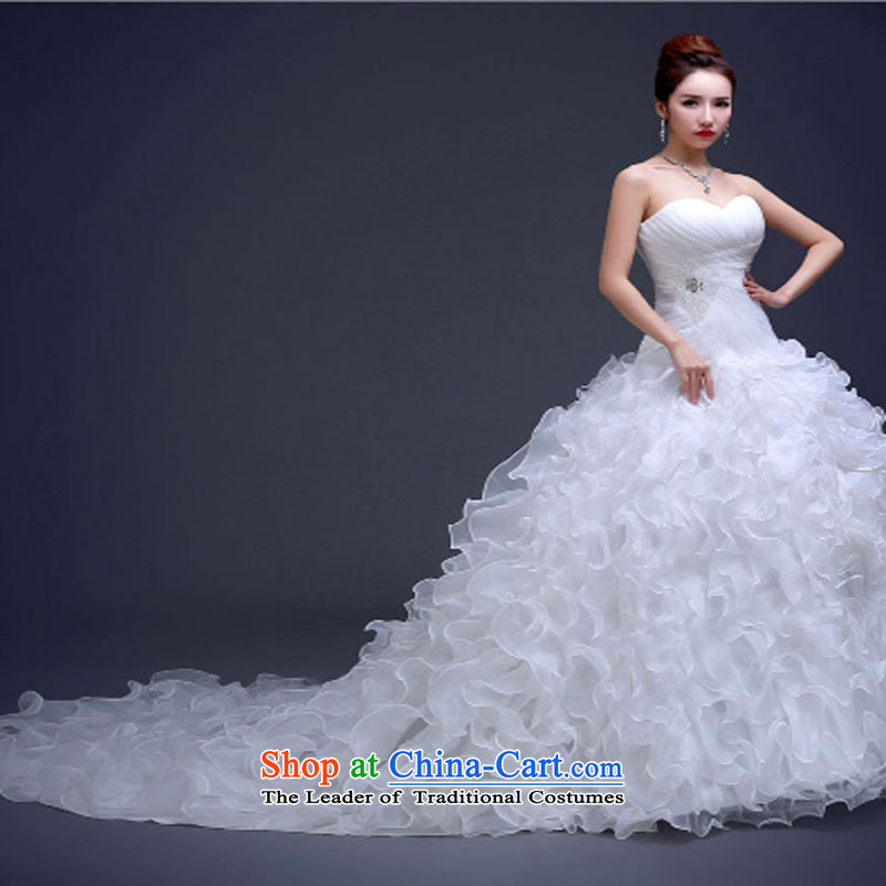 With a Chinese wedding dress 2015 Korean modern long tail wipe-video thin princess chest bon bon skirt bride wedding dress skirt yarn crowsfoot over a long period to a property property XXL, White (wuyouwuyu) , , , shopping on the Internet