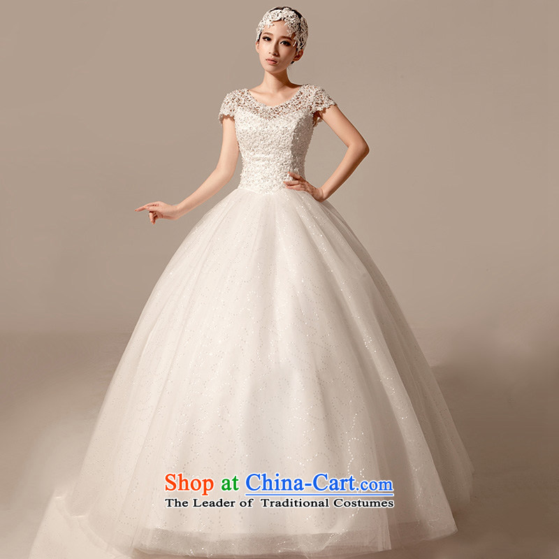 The bride wedding dresses Korean Summer 2015 new stylish package to align the shoulder retro hunsha V-Neck Strap large white?L