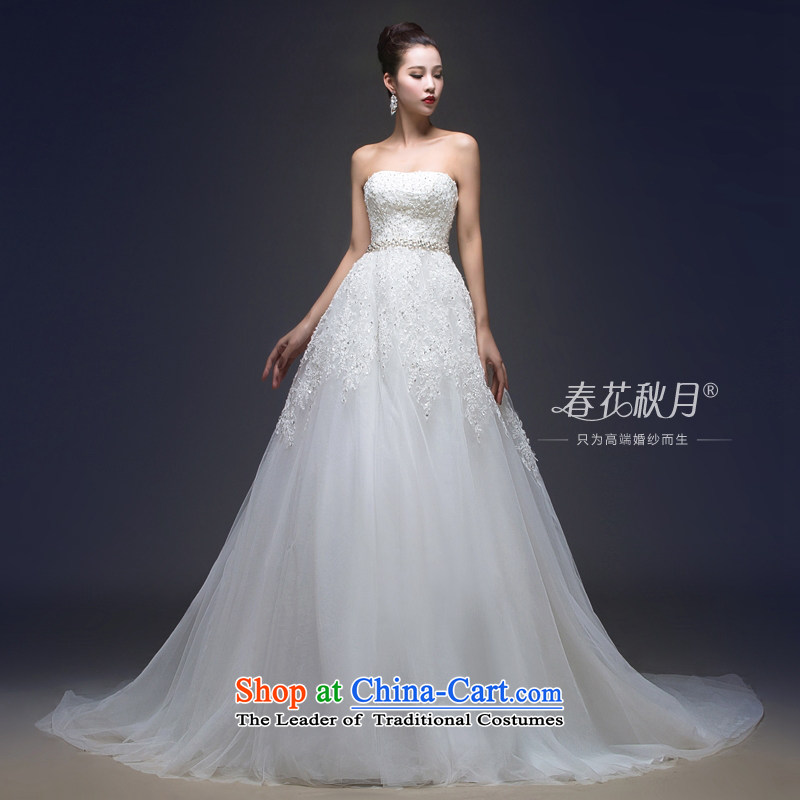 Wipe the chest pregnant women Top Loin of tail wedding dresses smearing the new 2015 autumn and winter large tail lights are stylish lace straps Sau San video thin Diamond White S