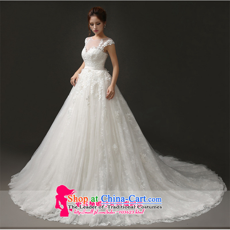 Click outside the new upscale craftsmanship tail wedding ultra-low price sales boutique bride wedding word shoulder lace trailing white wedding made size do not return not switch to love, Su-lan , , , shopping on the Internet