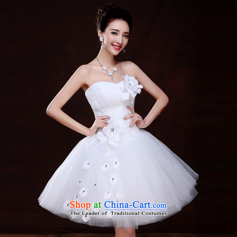 Qing Hua yarn, short wedding dress bon bon bridesmaid dresses and Chest Flower 2015 Spring marriages Korean small white dress white made size does not accept return