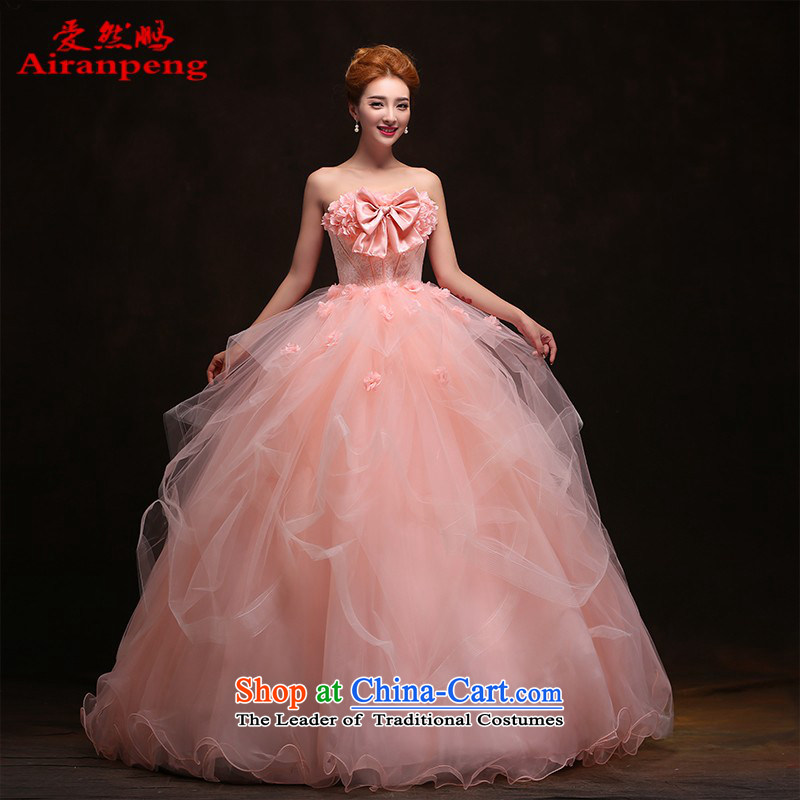 The Korean version of the spring 2015 wedding dresses new fat mm minimalist marriages pink larger anointed Korean summer chest pinkXL package returning