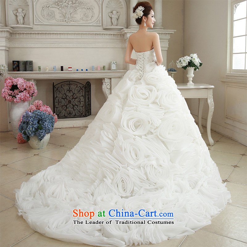   The spring of 2015, the bride honeymoon new minimalist wiping the chest female romantic wedding flower trailing petticoats white S honeymoon bride shopping on the Internet has been pressed.