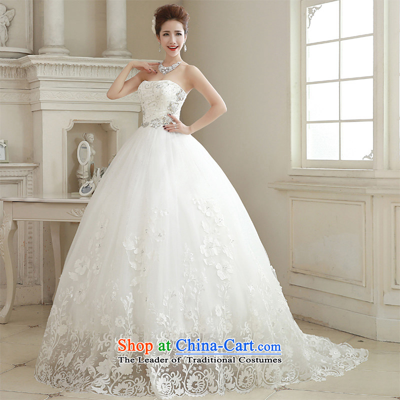   The spring of 2015, the bride honeymoon new minimalist wiping the chest female diamond lace trailing white wedding dresses , bride honeymoon shopping on the Internet has been pressed.