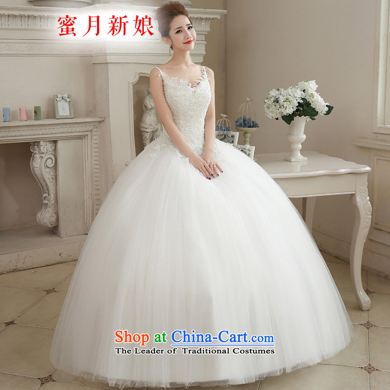 ?The spring of 2015, the bride honeymoon female Korean new products Pearl wedding shoulders and sexy video thin wedding White?M