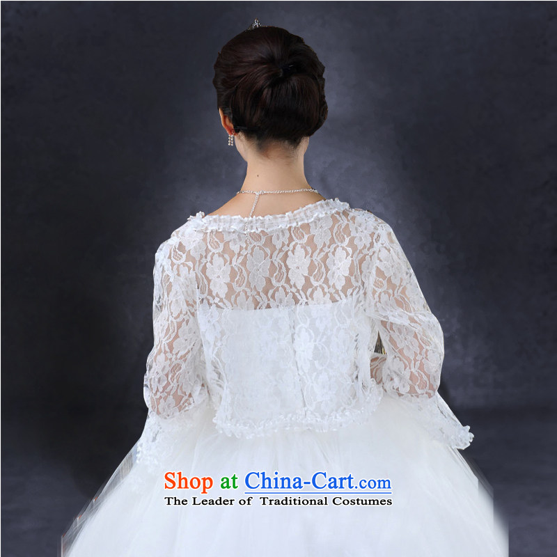Time Syrian brides bridesmaid female shawl wedding lace long-sleeved wedding dress red white overcoat spring and fall are code, time white Syrian shopping on the Internet has been pressed.
