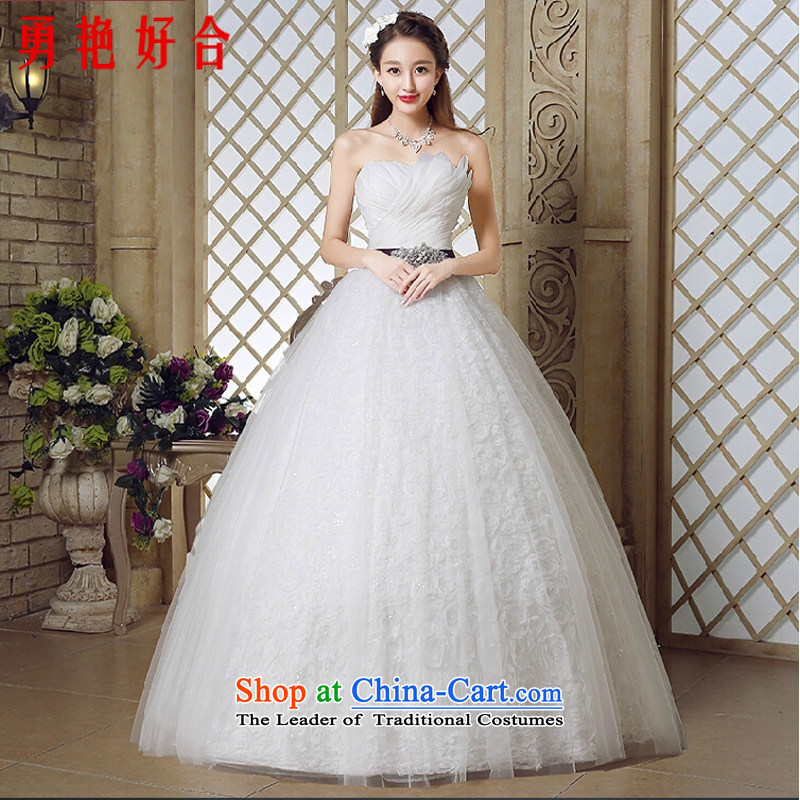 Yong-yeon and?2015 Spring_Summer new marriages wedding dresses high-end Luxury depilation chest to bind a graphics Korean thin bon bon skirt White?M