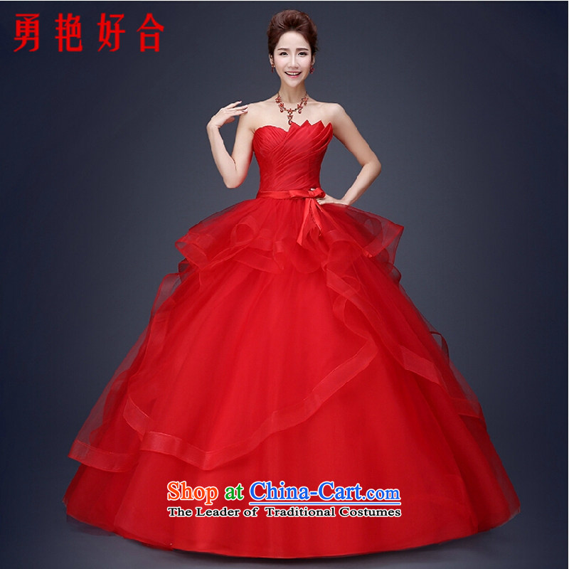 Yong-yeon and wedding dresses 2015 new Korean marriages red anointed with large Chest _ _ to straighten the spring and summer to bind with red L