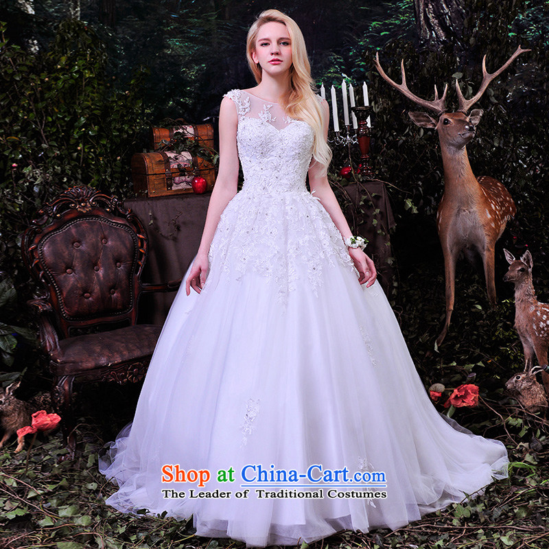 Full Chamber Fong wedding dresses 2015 Spring_Summer new transparent lace shoulders luxurious wedding tail straps?S859 thin?tail graphics 165-XL 60cm