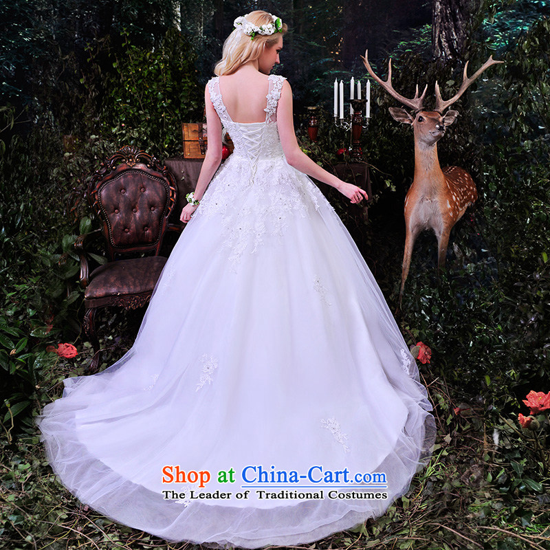 Full Chamber Fong wedding dresses 2015 Spring/Summer new transparent lace shoulders luxurious wedding tail straps S859 thin tail video 60cm 165-XL, full Chamber Fong shopping on the Internet has been pressed.