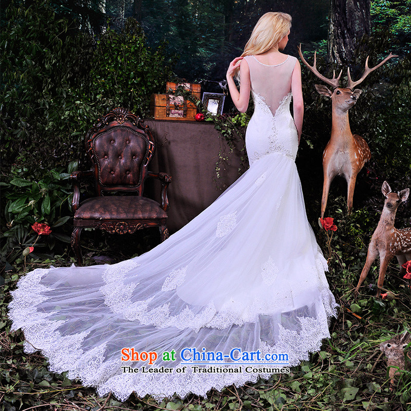 Full Chamber of the spring and summer of 2015, Fang bride wedding dresses package shoulder lace sexy back crowsfoot wedding trailing white streaks S832 60cm 165-L, full Chamber Fong shopping on the Internet has been pressed.