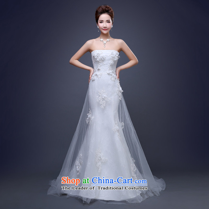 Jie mija wedding dresses 2015 Spring New Asian layout to customize your shoulders dual video thin word bride shoulder wedding White?M