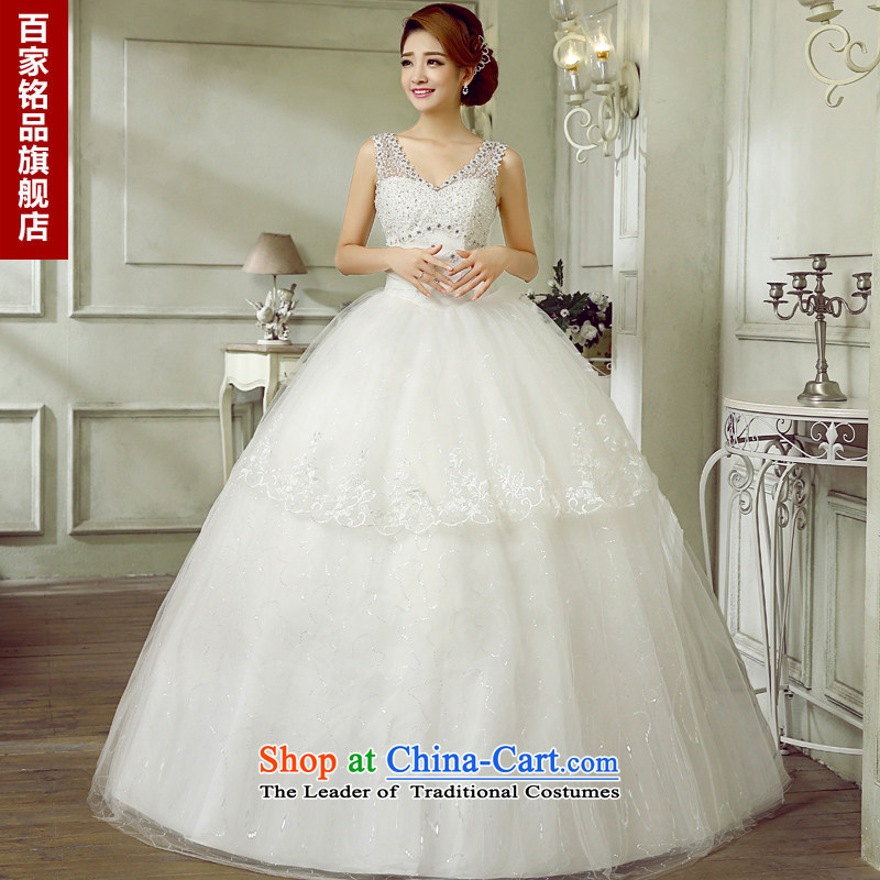 2015 new wedding dresses Korean sweet deep V-neck to align the Princess Bride lace straps, Sau San video thin white S