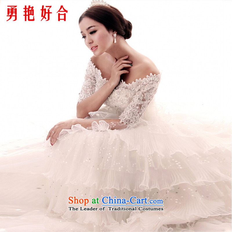 Yong-yeon and new wedding dresses Word 2015 Spring shoulder upscale lace video thin long tail Sau San diamond ornaments on chip crowsfoot wedding white streaks in the size is not a replacement for, Yong-yeon and shopping on the Internet has been pressed.