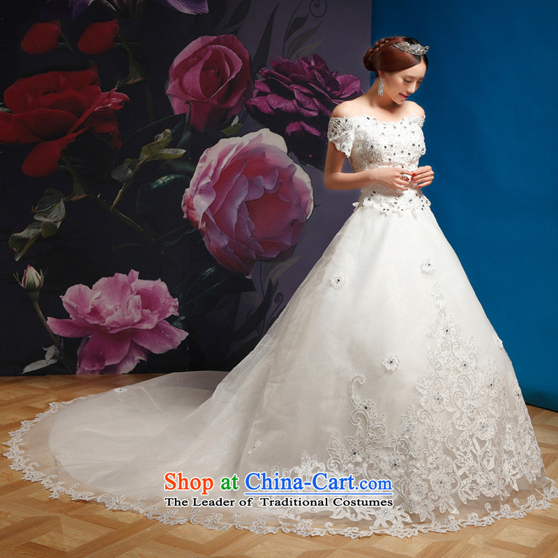 Recalling that the word hates makeup and shoulder straps tail wedding Korean diamond white long, The Princess Bride marriage wedding H13869 White M, recalling that hates makeup and shopping on the Internet has been pressed.
