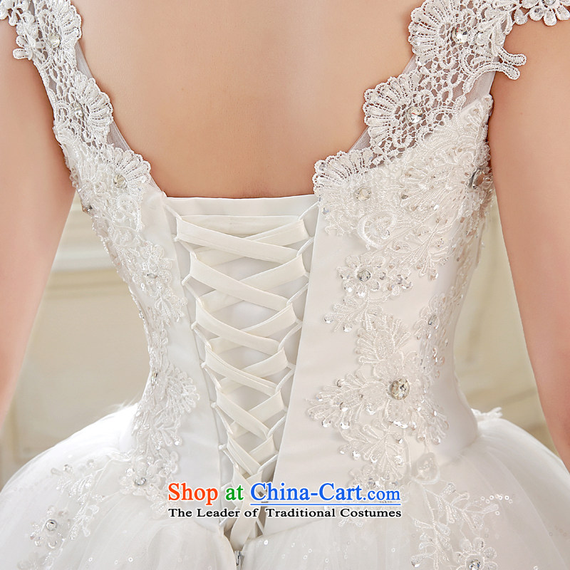 The Syrian Arab Republic and the Republic of Korea time wedding dress of autumn and winter 2015 new marriages shoulders retro round-neck collar lace a field shoulder wedding White XL, Syria has been pressed time shopping on the Internet