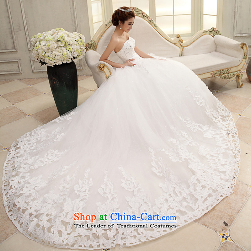 Wedding dresses new 2015 large white streaks in the Korean version of Princess Deluxe tail length and chest diamond embroidery wedding pleasant bride tail, pleasant bride shopping on the Internet has been pressed.