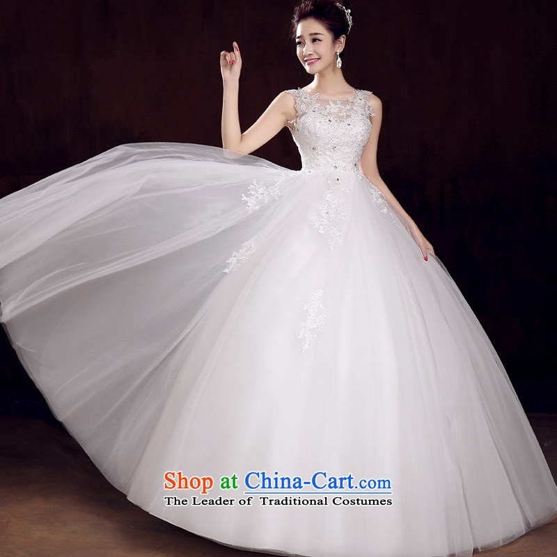 The knot true love wedding dress 2015 Spring New Korean minimalist shoulders to align graphics thin marriages a field shoulder wedding White XL