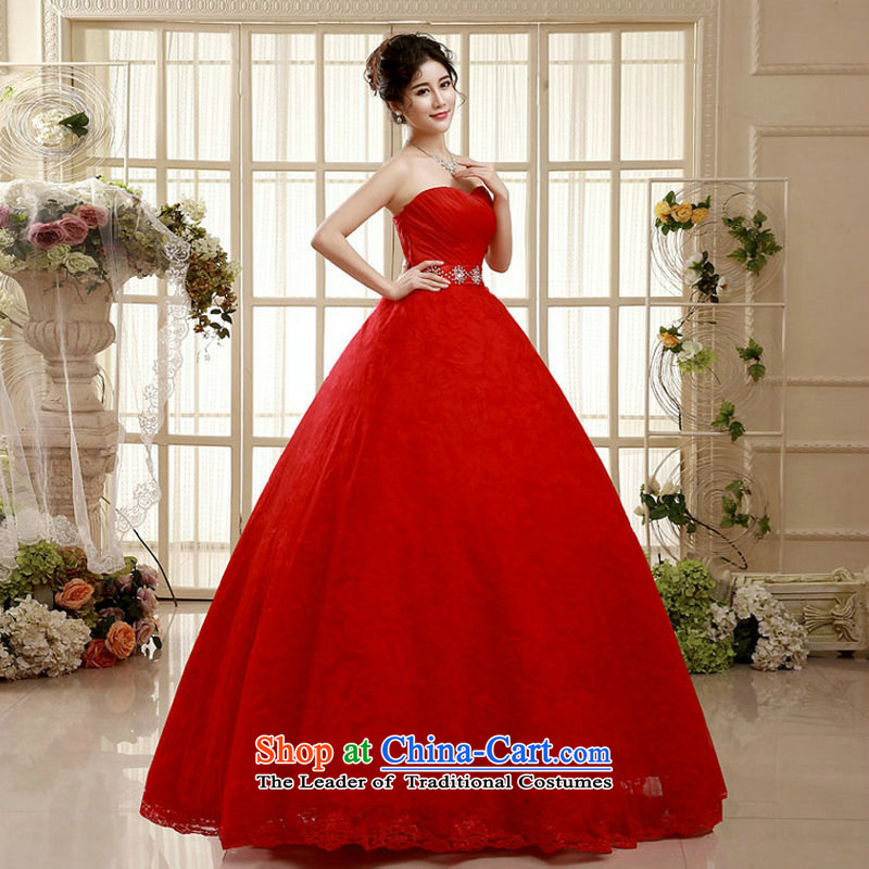Optimize the  New Korea 2015 Hong-Edition red lace bride wedding dresses pregnant women made large hs008 M, Optimize Hong shopping on the Internet has been pressed.