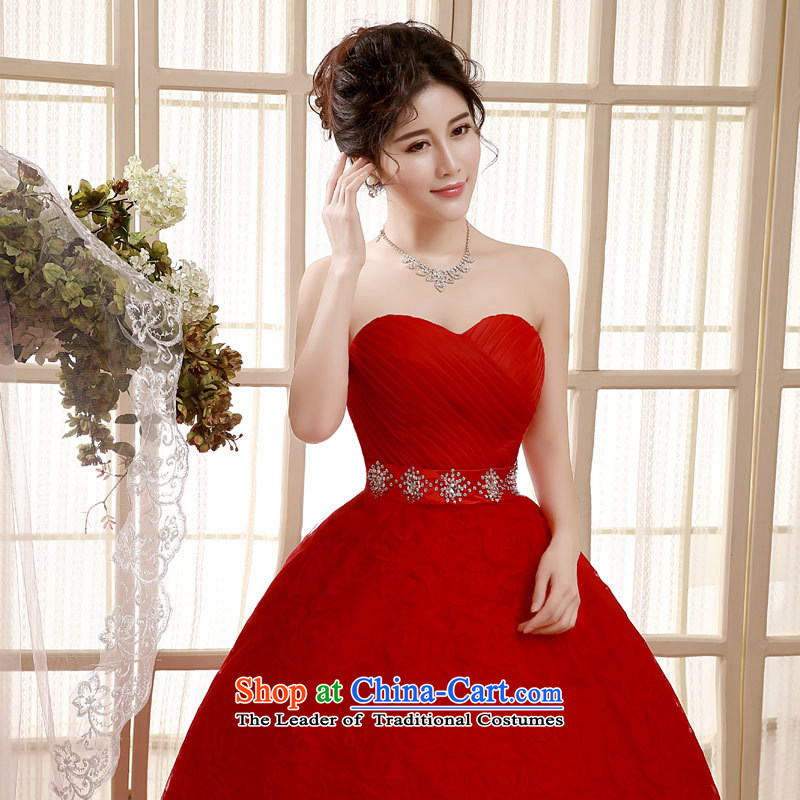 Optimize the  New Korea 2015 Hong-Edition red lace bride wedding dresses pregnant women made large hs008 M, Optimize Hong shopping on the Internet has been pressed.