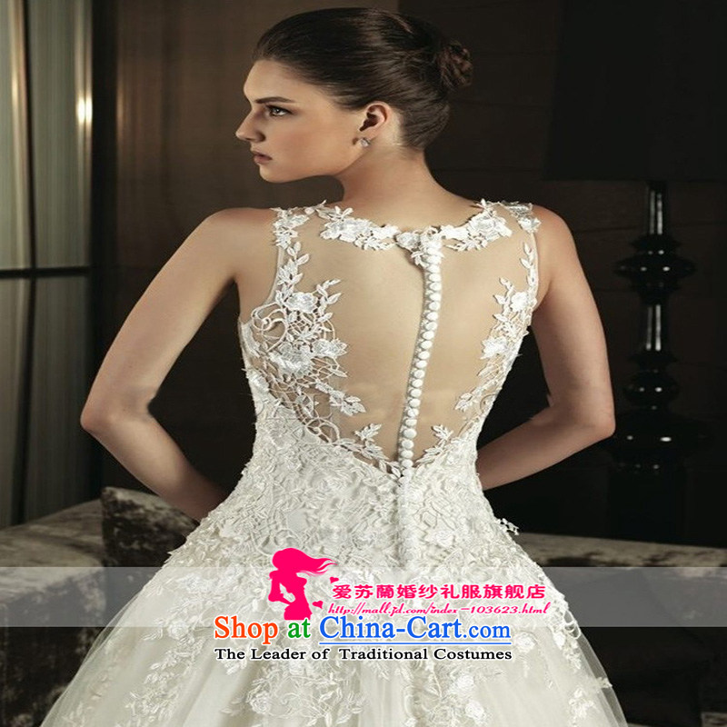 Sexy big terrace back wedding dresses engraving wedding Deluxe Big long tail elegant embroidery export trade wedding White M quality custom Su-lan has been pressed, love shopping on the Internet