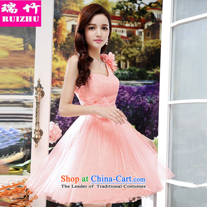 Rui Zhu 2015 spring, summer, autumn and load the new Beveled Shoulder terrace clavicle back wedding dresses Sau San tie lace the yarn bon bon skirt small annual meeting under the auspices of performances dresses apricot XL, Rui Zhu (RUIZHU) , , , shopping