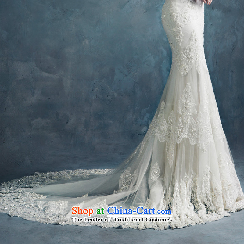 Crowsfoot wedding dresses 2015 new autumn and winter trendy first field shoulder lace Sau San long-sleeved package and Foutune of small trailing white L  straps, plumbing, , , , shopping on the Internet