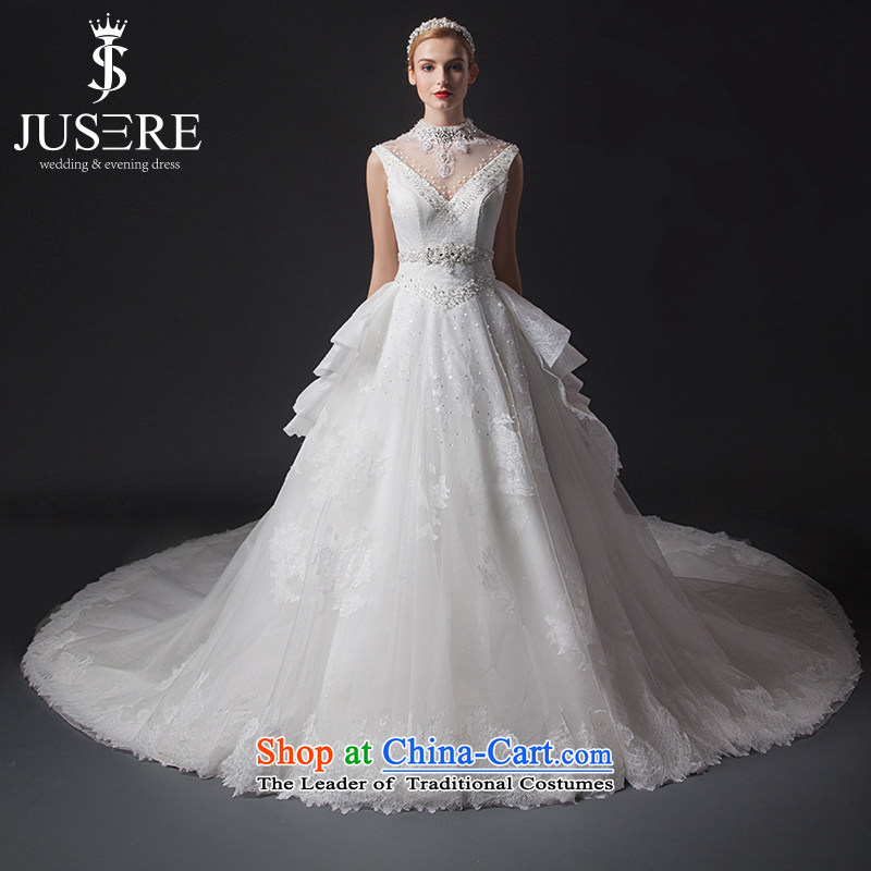 There is set at the beginning of thenew 2015 cream wedding dress lace V-Neck Korean big white tail8