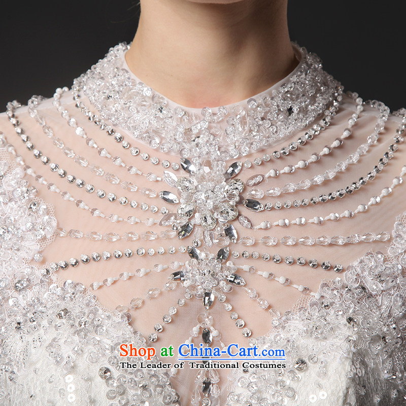 There is a new 2015 glistening snow wedding dresses engraving package shoulder round-neck collar large tail white tailored, is set , , , shopping on the Internet