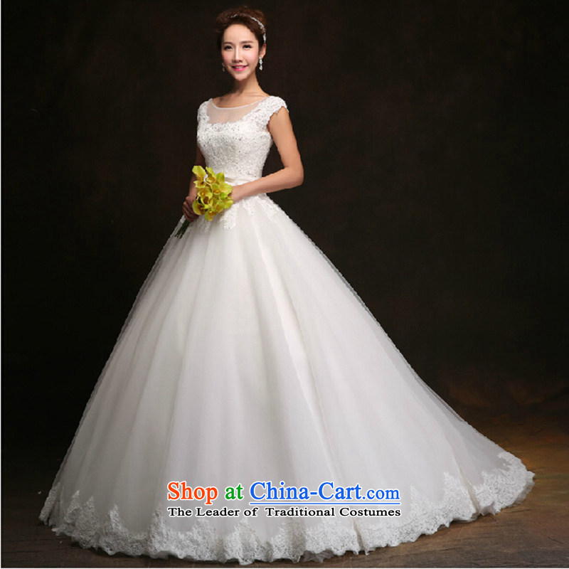 The first field shoulder tail graphics thin wedding dresses new upscale, spring and summer bride wedding video thin shoulders back retro?XXXL White