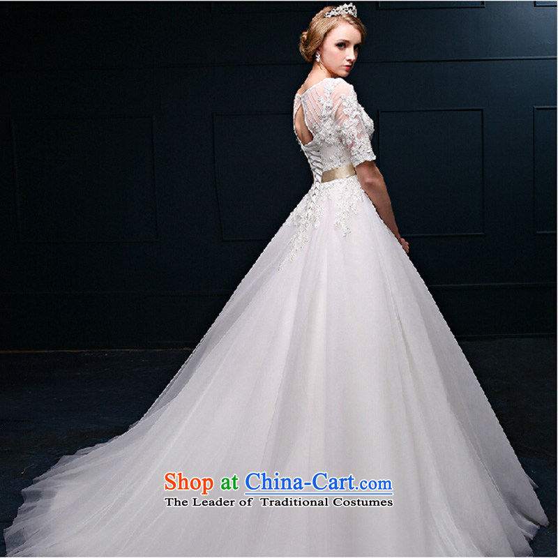 The first field shoulder tail graphics thin wedding dresses new spring and summer bride wedding video thin shoulders back simple bride wedding white XXXL, love Su-lan , , , shopping on the Internet