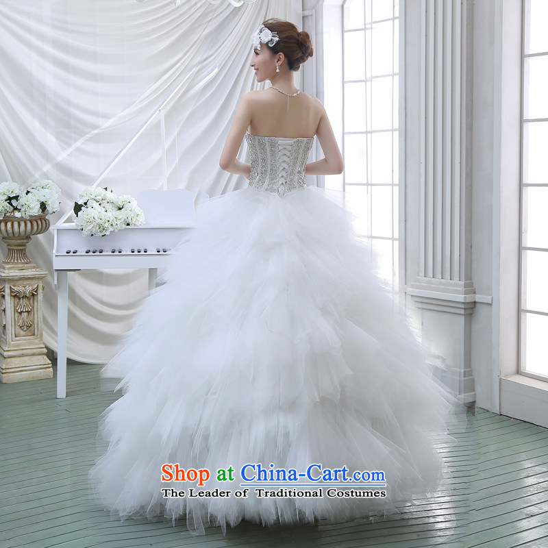 2015 new large tail and chest Korean water drilling bon bon Skirts 7 bride wedding dresses White M TREASURE (BABY BPIDEB bride) , , , shopping on the Internet