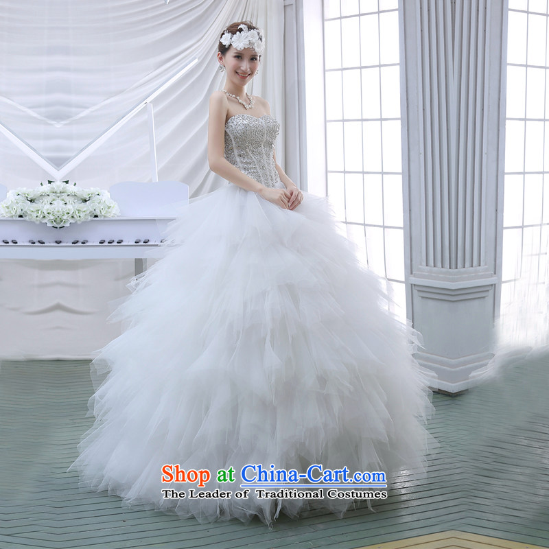 2015 new large tail and chest Korean water drilling bon bon Skirts 7 bride wedding dresses White M TREASURE (BABY BPIDEB bride) , , , shopping on the Internet