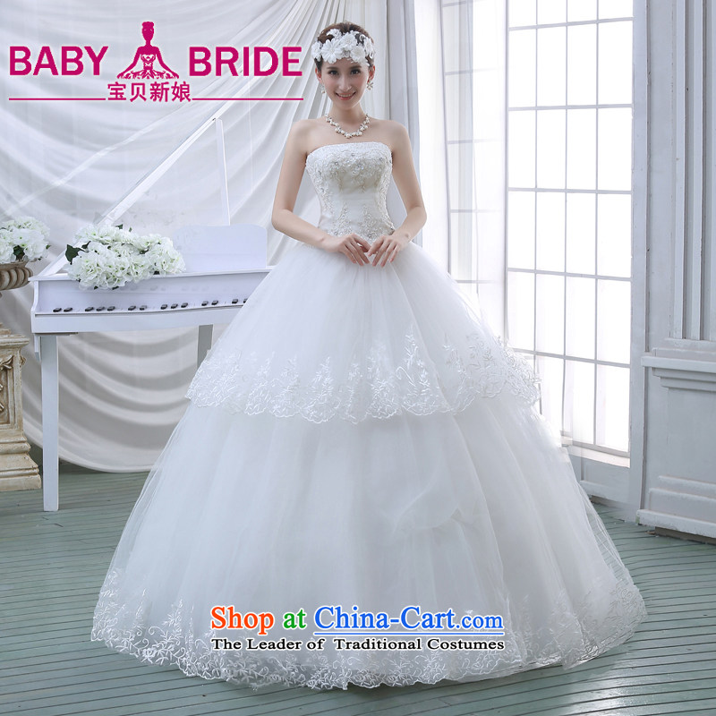 2015 Spring New wedding dresses flowers lace retro straps Korean Princess Mary Magdalene chest with sweet wedding WhiteXXL
