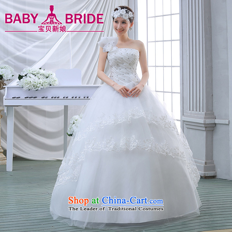 Wedding dress 2015 Spring Summer stylish shoulder flowers to align the diamond wedding code thick mm thin white girlS VIDEO
