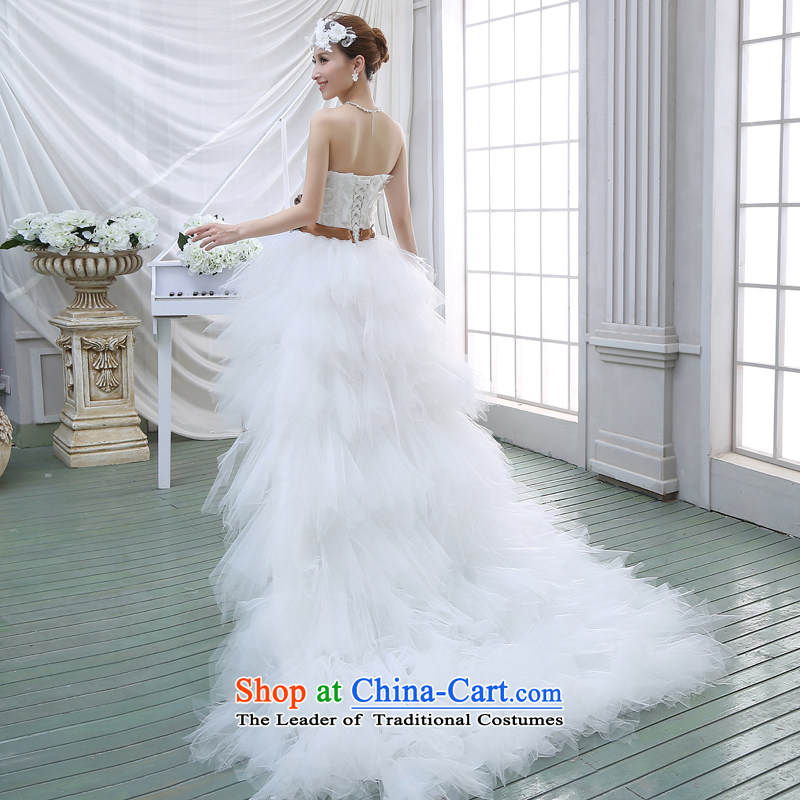 2015 Spring new upscale front stub long after wedding feather wedding wiping the chest small trailing marriages short of tail White XL, darling Bride (BABY BPIDEB) , , , shopping on the Internet